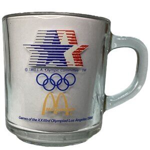 Vitnage 1984 XXIII Los Angeles Olympics Glass Mug McDonalds Logo & Sports Icons